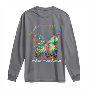 Autism Acceptance Long Sleeve Shirt In A World Where You Can Be Anything Be Kind Butterfly Puzzle TS14 Charcoal Print Your Wear
