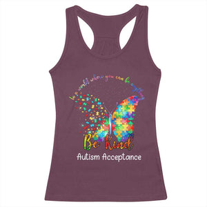 Autism Acceptance Racerback Tank Top In A World Where You Can Be Anything Be Kind Butterfly Puzzle TS14 Maroon Print Your Wear