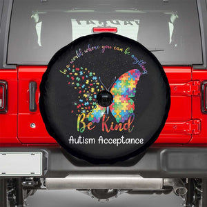 Autism Acceptance Spare Tire Cover In A World Where You Can Be Anything Be Kind Butterfly Puzzle TS14 Black Print Your Wear