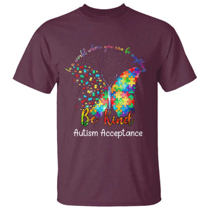 Autism Acceptance T Shirt In A World Where You Can Be Anything Be Kind Butterfly Puzzle TS14 Maroon Print Your Wear