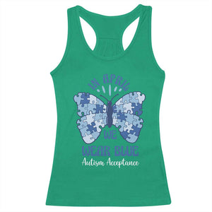 Autism Acceptance Racerback Tank Top In April We Wear Blue Special Education Teacher TS14 Irish Green Print Your Wear