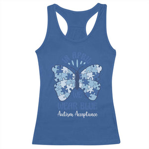 Autism Acceptance Racerback Tank Top In April We Wear Blue Special Education Teacher TS14 Royal Blue Print Your Wear