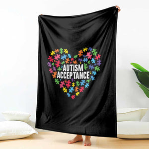 Autism Acceptance Throw Blanket Love Heart Puzzle Piece Gift TS14 Print Your Wear