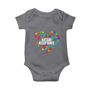 Autism Acceptance Baby Onesie Love Heart Puzzle Piece Gift TS14 Charcoal Print Your Wear
