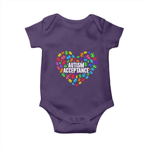 Autism Acceptance Baby Onesie Love Heart Puzzle Piece Gift TS14 Purple Print Your Wear
