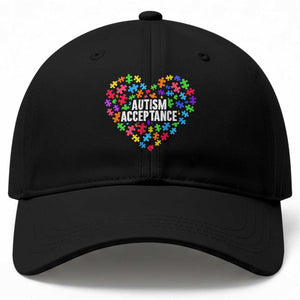 Autism Acceptance Baseball Cap Love Heart Puzzle Piece Gift TS14 Print Your Wear