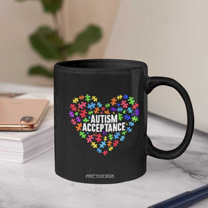 Autism Acceptance Coffee Mug Love Heart Puzzle Piece Gift TS14 Print Your Wear