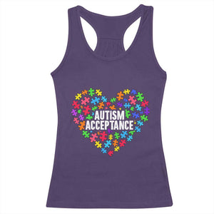 Autism Acceptance Racerback Tank Top Love Heart Puzzle Piece Gift TS14 Purple Print Your Wear
