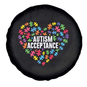 Autism Acceptance Spare Tire Cover Love Heart Puzzle Piece Gift TS14 Print Your Wear
