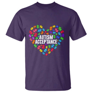 Autism Acceptance T Shirt Love Heart Puzzle Piece Gift TS14 Purple Print Your Wear