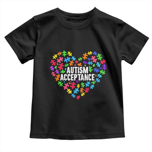 Autism Acceptance Toddler T Shirt Love Heart Puzzle Piece Gift TS14 Black Print Your Wear