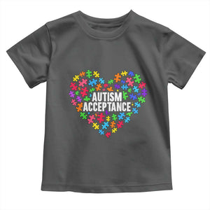 Autism Acceptance Toddler T Shirt Love Heart Puzzle Piece Gift TS14 Dark Heather Print Your Wear