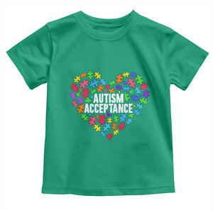 Autism Acceptance Toddler T Shirt Love Heart Puzzle Piece Gift TS14 Irish Green Print Your Wear