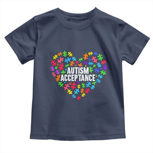 Autism Acceptance Toddler T Shirt Love Heart Puzzle Piece Gift TS14 Navy Print Your Wear