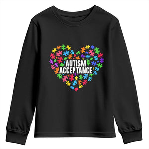Autism Acceptance Youth Sweatshirt Love Heart Puzzle Piece Gift TS14 Black Print Your Wear