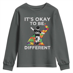 Autism Acceptance Youth Sweatshirt It's Okay To Be Different TS14 Dark Heather Print Your Wear