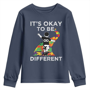 Autism Acceptance Youth Sweatshirt It's Okay To Be Different TS14 Navy Print Your Wear
