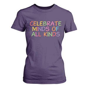 Autism Acceptance T Shirt For Women Celebrate Minds of All Kinds TS14 Purple Print Your Wear
