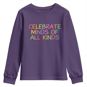 Autism Acceptance Youth Sweatshirt Celebrate Minds of All Kinds TS14 Purple Print Your Wear