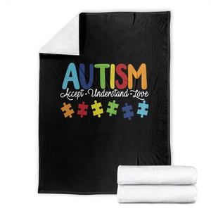 Autism Acceptance Throw Blanket Accept Understand Love Special Education Teacher Gift TS14 Black Print Your Wear