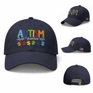 Autism Acceptance Baseball Cap Accept Understand Love Special Education Teacher Gift TS14 Baseball Cap Universal Fit Navy Print Your Wear