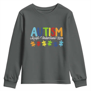 Autism Acceptance Youth Sweatshirt Accept Understand Love Special Education Teacher Gift TS14 Dark Heather Print Your Wear