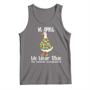 Funny Silly Goose Neurodivergent Support Tank Top In April We Wear Blue For Autism Acceptance TS14 Deep Heather Print Your Wear