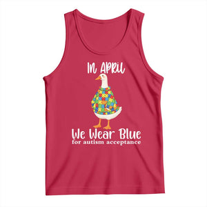 Funny Silly Goose Neurodivergent Support Tank Top In April We Wear Blue For Autism Acceptance TS14 Red Print Your Wear