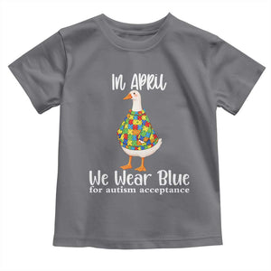 Funny Silly Goose Neurodivergent Support Toddler T Shirt In April We Wear Blue For Autism Acceptance TS14 Charcoal Print Your Wear