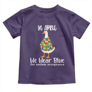 Funny Silly Goose Neurodivergent Support Toddler T Shirt In April We Wear Blue For Autism Acceptance TS14 Purple Print Your Wear