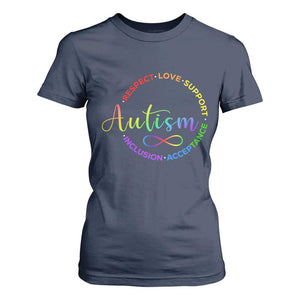 Autism Acceptance T Shirt For Women Respect Love Support Autism Awareness Month TS14 Navy Print Your Wear