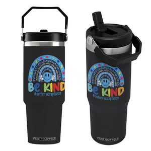 Autism Acceptance Flip Straw Tumbler Rainbow in April We Wear Blue Ribbon Autism TS14 One Size: 30 oz Black Print Your Wear