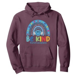 Autism Acceptance Hoodie Rainbow in April We Wear Blue Ribbon Autism TS14 Maroon Print Your Wear