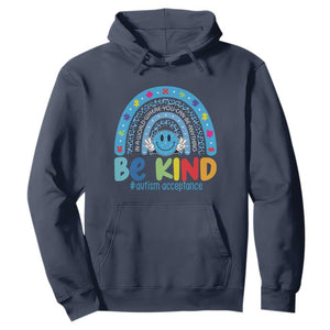 Autism Acceptance Hoodie Rainbow in April We Wear Blue Ribbon Autism TS14 Navy Print Your Wear