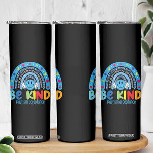 Autism Acceptance Skinny Tumbler Rainbow in April We Wear Blue Ribbon Autism TS14 Print Your Wear