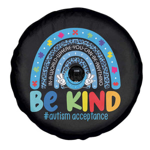 Autism Acceptance Spare Tire Cover Rainbow in April We Wear Blue Ribbon Autism TS14 Print Your Wear