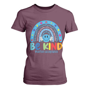 Autism Acceptance T Shirt For Women Rainbow in April We Wear Blue Ribbon Autism TS14 Maroon Print Your Wear