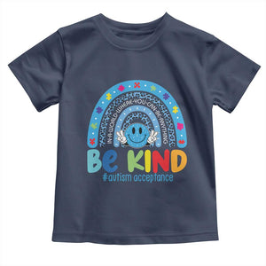 Autism Acceptance Toddler T Shirt Rainbow in April We Wear Blue Ribbon Autism TS14 Navy Print Your Wear