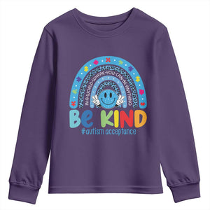 Autism Acceptance Youth Sweatshirt Rainbow in April We Wear Blue Ribbon Autism TS14 Purple Print Your Wear