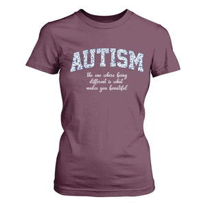 Autism Acceptance T Shirt For Women Autistic Acceptance Inspirational TS14 Maroon Print Your Wear
