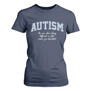 Autism Acceptance T Shirt For Women Autistic Acceptance Inspirational TS14 Navy Print Your Wear