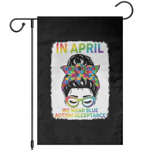 Autism Acceptance Garden Flag Neurodivergent Support Messy Bun Ribbon Puzzle TS14 Black Print Your Wear