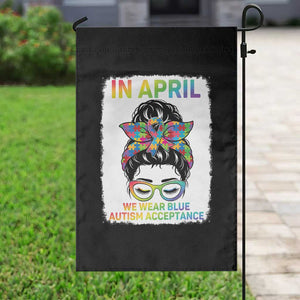 Autism Acceptance Garden Flag Neurodivergent Support Messy Bun Ribbon Puzzle TS14 Print Your Wear