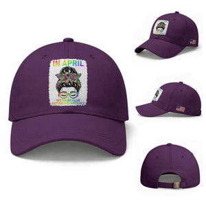 Autism Acceptance Baseball Cap Neurodivergent Support Messy Bun Ribbon Puzzle TS14 Baseball Cap Universal Fit Purple Print Your Wear
