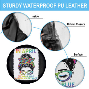 Autism Acceptance Spare Tire Cover Neurodivergent Support Messy Bun Ribbon Puzzle TS14 Print Your Wear