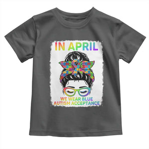Autism Acceptance Toddler T Shirt Neurodivergent Support Messy Bun Ribbon Puzzle TS14 Dark Heather Print Your Wear