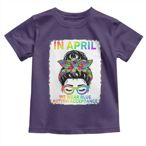Autism Acceptance Toddler T Shirt Neurodivergent Support Messy Bun Ribbon Puzzle TS14 Purple Print Your Wear