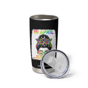 Autism Acceptance Tumbler Cup Neurodivergent Support Messy Bun Ribbon Puzzle TS14 Print Your Wear