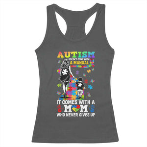Autism Acceptance Racerback Tank Top Doesn't Come with a Manual Autism Mom TS14 Dark Heather Print Your Wear