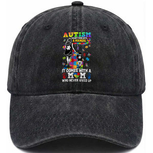 Autism Acceptance Washed Cotton Baseball Cap Doesn't Come with a Manual Autism Mom TS14 Print Your Wear